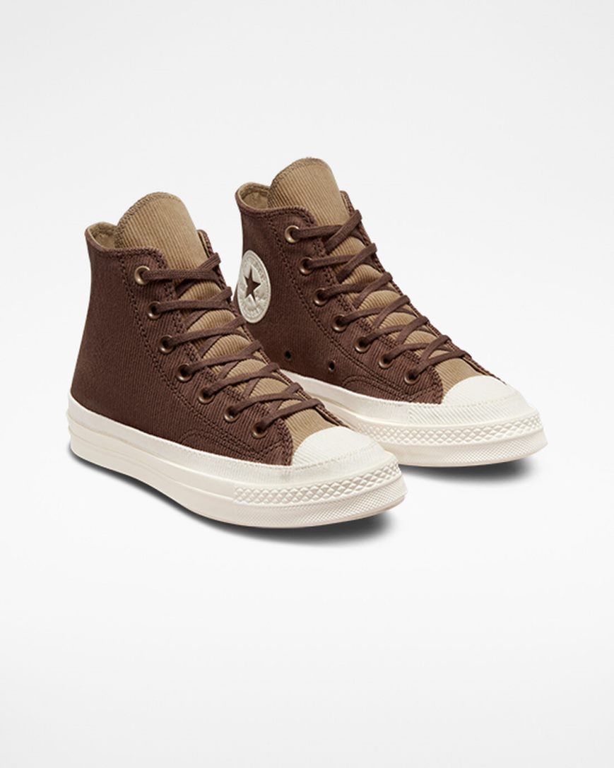 Dámské Boty Vysoké Converse Chuck 70 Stretch Corduroy Hnědé Hnědožlutý | CZ N31DV71